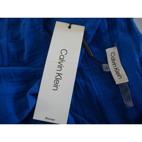 Calvin Klein Women's Plus Size Button-Front Camp Shirt Blue 2X - Picture 7 of 7